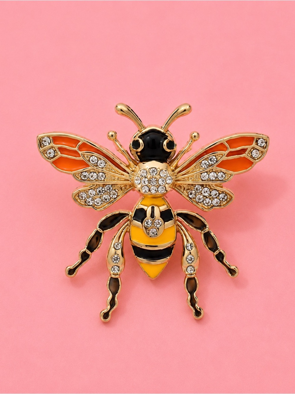 Gold Bee Crystal Brooch